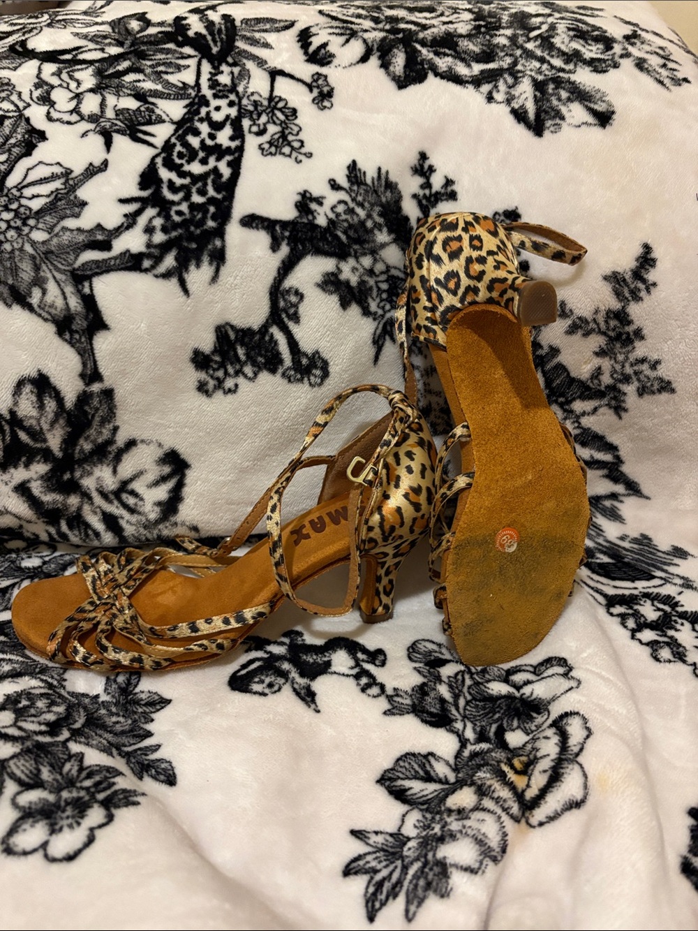 Leopard Print Strappy Women's Salsa/Bachata Heels - Tan Leopard